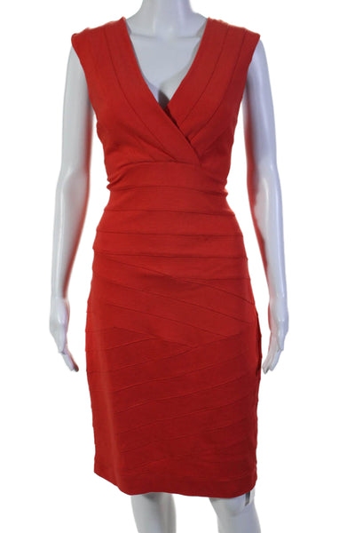 Robert Rodriguez Womens Sleeveless Knee Length V Neck Body Con Dress Red Size 8