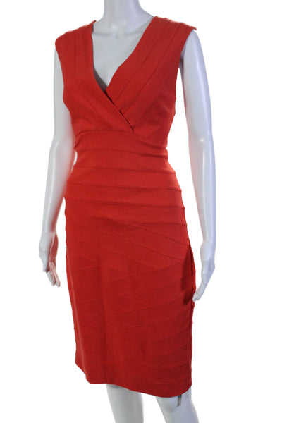 Robert Rodriguez Womens Sleeveless Knee Length V Neck Body Con Dress Red Size 8