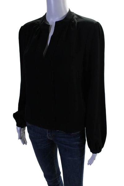 Charlotte Brody Womens Solid Black V-neck Puff Long Sleeve Blouse Top Size M