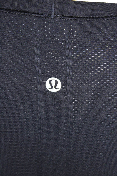 Lululemon Womens Dark Purple Textured Crew Neck Long Sleeve Active Top Size 4