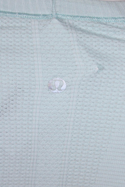 Lululemon Womens Mint Blue Textured Crew Neck Long Sleeve Active Top Size 4