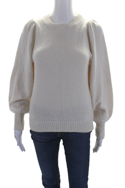 525 America Women's Round Neck Long Sleeves Pullover Sweater Cream Size XS