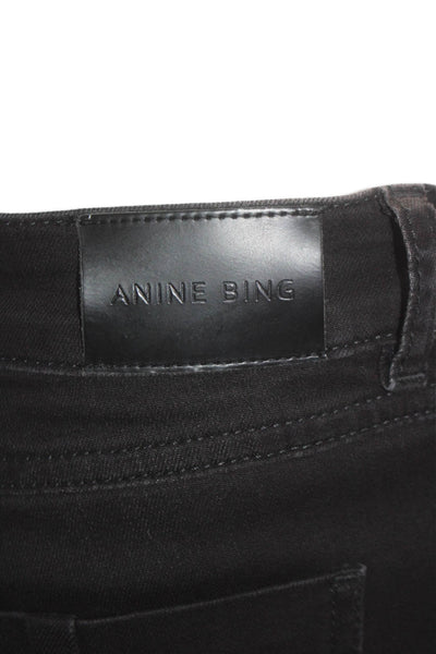 Anine Bing Women's Midrise Pockets Moto Skinny Denim Pants Black Size 25