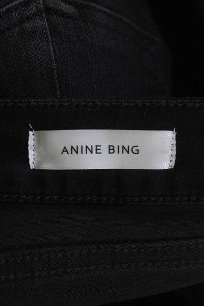 Anine Bing Women's Midrise Pockets Moto Skinny Denim Pants Black Size 25