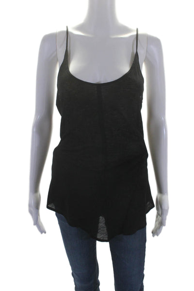 Duffy Womens Cashmere Blend Spaghetti Strap Sleeveless Tank Top Black Size Small