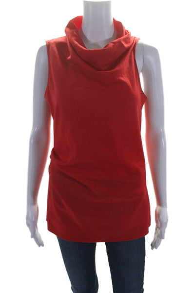 Helmut Lang Womens Cowl Neck Sleeveless Tank Top Fire Red Wool Size Medium