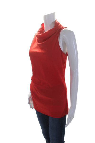 Helmut Lang Womens Cowl Neck Sleeveless Tank Top Fire Red Wool Size Medium