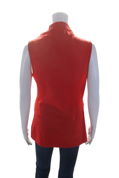 Helmut Lang Womens Cowl Neck Sleeveless Tank Top Fire Red Wool Size Medium