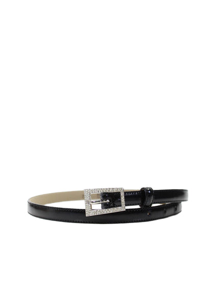 Moschino Womens Skinny Width Patent Leather Buckle Belt Black Size IT 42