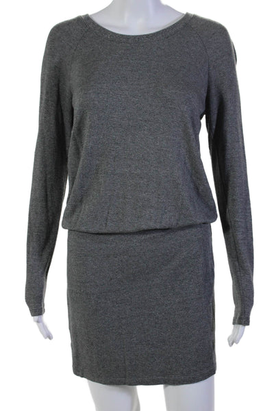 Lou & Grey Womens Long Sleeve Crewneck Knit Blouson Dress Gray Size XS