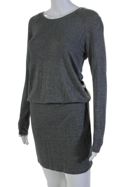 Lou & Grey Womens Long Sleeve Crewneck Knit Blouson Dress Gray Size XS