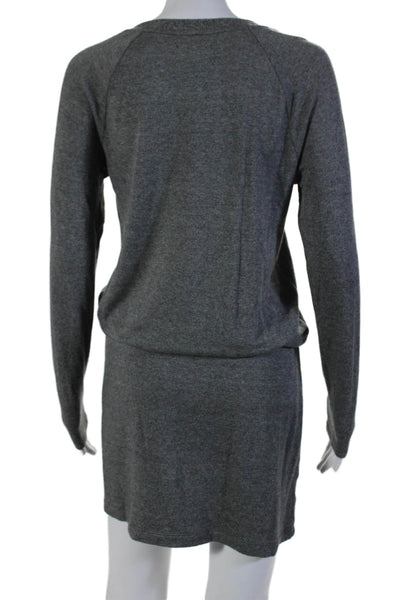 Lou & Grey Womens Long Sleeve Crewneck Knit Blouson Dress Gray Size XS