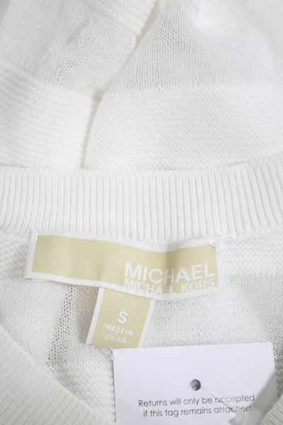 Michael Michael Kors Womens Cotton Striped Long Sleeve Knit Top White Size S