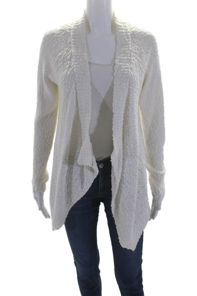 Feel The Piece Womens Boucle Cardigan Sweater White Cotton Size One Size