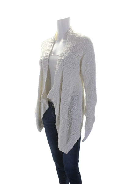 Feel The Piece Womens Boucle Cardigan Sweater White Cotton Size One Size