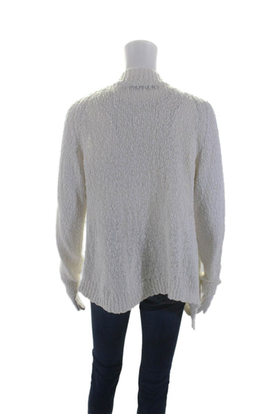 Feel The Piece Womens Boucle Cardigan Sweater White Cotton Size One Size