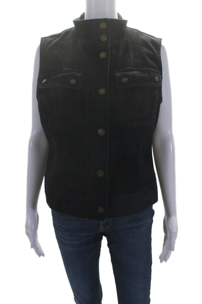 LRL Lauren Jeans Womens Cotton Blue Dark Wash Collar Denim Vest Jacket Size L