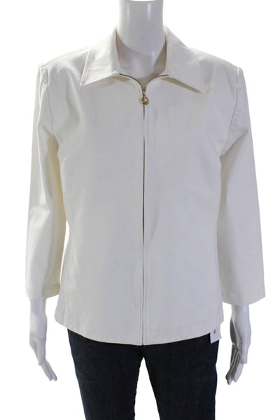 St. John Sport Essentials By Marie Grey Womens Full Zipper Jacket White Size Sma