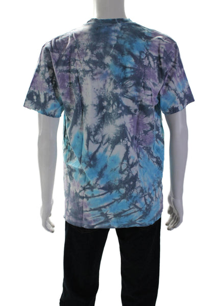 Supreme Fifth Season Mens Short Sleeve Tie Dyed Graphic Shirt Blue Purple Large