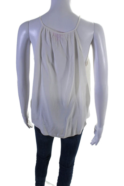 Lily Pulitzer Womens Silk Ruffle Detail V-Neck Pullover Tank Top White Size S