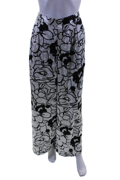 Ronny Kobo Collective Womens Printed Trousers White Size 4 16126333