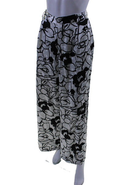 Ronny Kobo Collective Womens Printed Trousers White Size 4 16126333