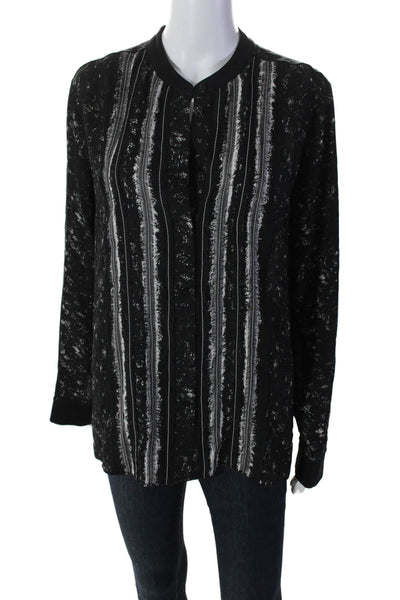 Proenza Schouler Women's Long Sleeves Button Down Silk Blouse Black Size 10