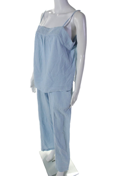 Drew Womens Cotton 2 Piece Cami Top Wide Leg Pants Set Blue Size M
