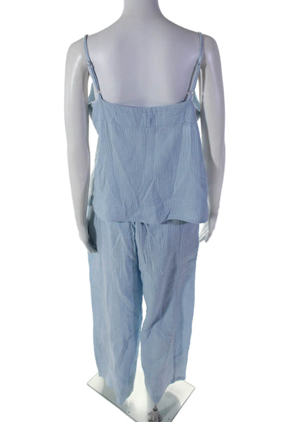 Drew Womens Cotton 2 Piece Cami Top Wide Leg Pants Set Blue Size M