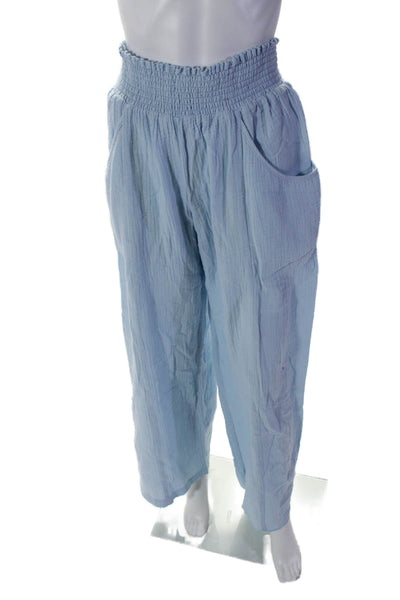 Drew Womens Cotton 2 Piece Cami Top Wide Leg Pants Set Blue Size M
