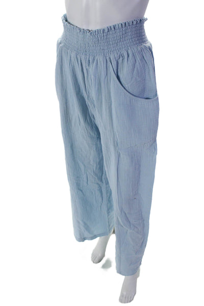 Drew Womens Cotton 2 Piece Cami Top Wide Leg Pants Set Blue Size M