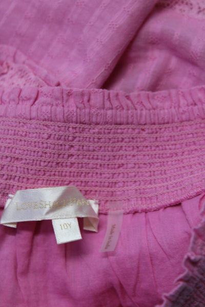 Love Shack Fancy Girls Cotton Ruffled Pleated Laced Skirt Pink Size 10