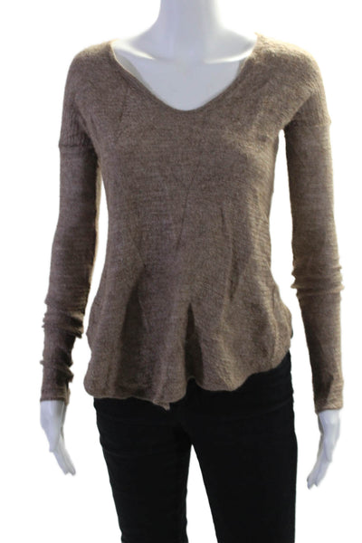 Helmut Womens Alpaca Scoop Neck Knit Round Hem Long Sleeve Sweater Brown Size L