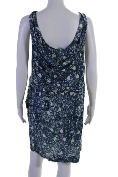 Hanii Y Womens Abstract Print V-Neck Sleeveless Blouson Dress Blue Size EUR 44