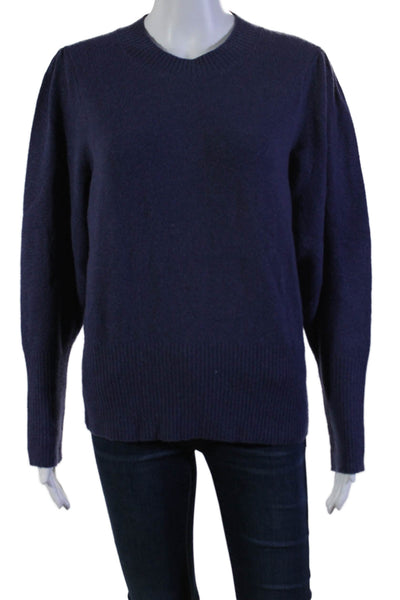 J Crew Women's Round Neck Long Sleeves Pullover Sweater Navy Blue Size M