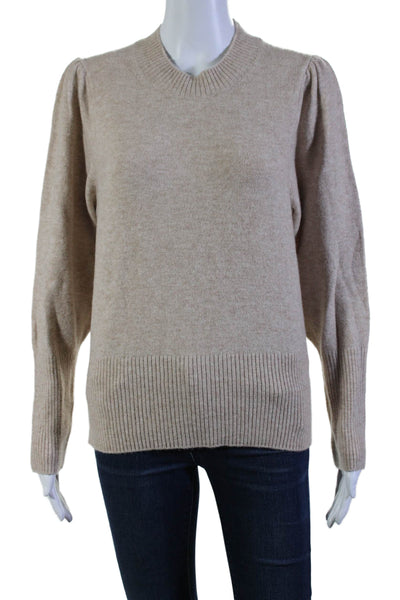 J Crew Women's Round Neck Long Sleeves Pullover Sweater Beige Size M