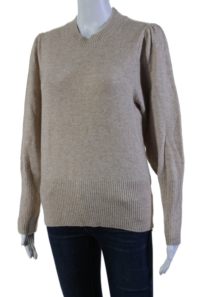 J Crew Women's Round Neck Long Sleeves Pullover Sweater Beige Size M