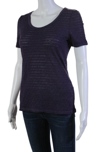 Armani Collezioni Women's Round Neck Short Sleeves Basic T-Shirt Purple Size 8