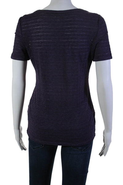 Armani Collezioni Women's Round Neck Short Sleeves Basic T-Shirt Purple Size 8