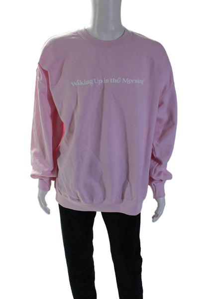 G.G. x Hazel Mens Crew Neck Waking Up In The Morning Sweatshirt Pink Size 2XL