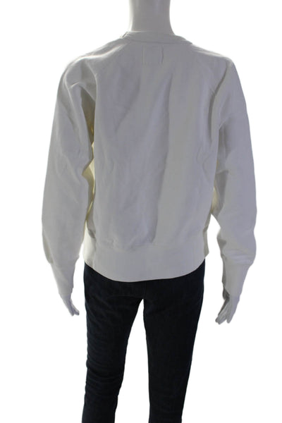 Todd Snyder + Champion Womens Cotton White Crew Neck Pocket Sweatshirt Size S