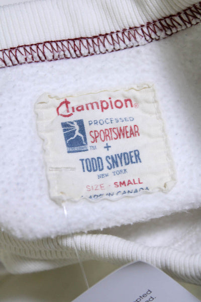 Todd Snyder + Champion Womens Cotton White Crew Neck Pocket Sweatshirt Size S