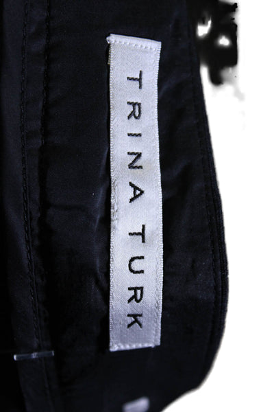 Trina Turk Womens Solid Black Side Zip Lined Mini Skirt Size M