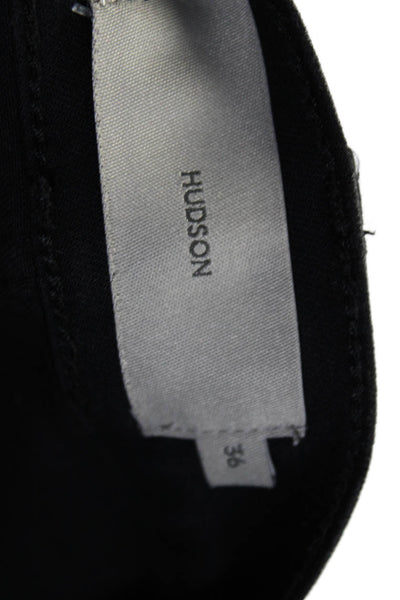 Hudson Mens Zipper Fly Coated Straight Leg Jeans Black Cotton Size 36