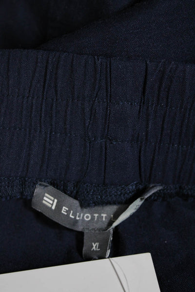 Elliott Lauren Womens Linen Blend Four Pocket Straight Leg Pants Navy Size XL