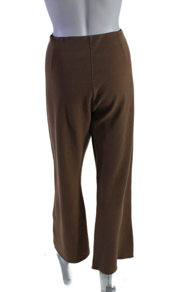 Biana Womens Flat Front Elastic Waist High-Rise Flared Pants Brown Size L