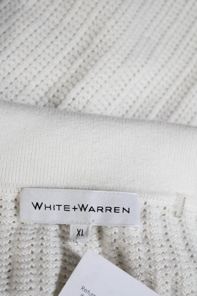 White + Warren Womens Organic Cotton Short Sleeve Knit Polo Shirt White Size XL