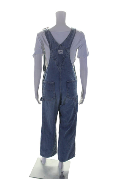 LEE Womens Sleeveless Embroidered Lined Denim Jumpsuit Overalls Blue Size S