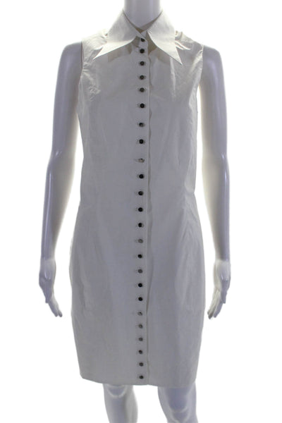 Norisol Ferrari Womens Button Front Sleeveless Collared Dress White Size Medium