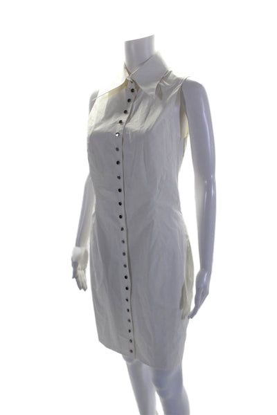 Norisol Ferrari Womens Button Front Sleeveless Collared Dress White Size Medium